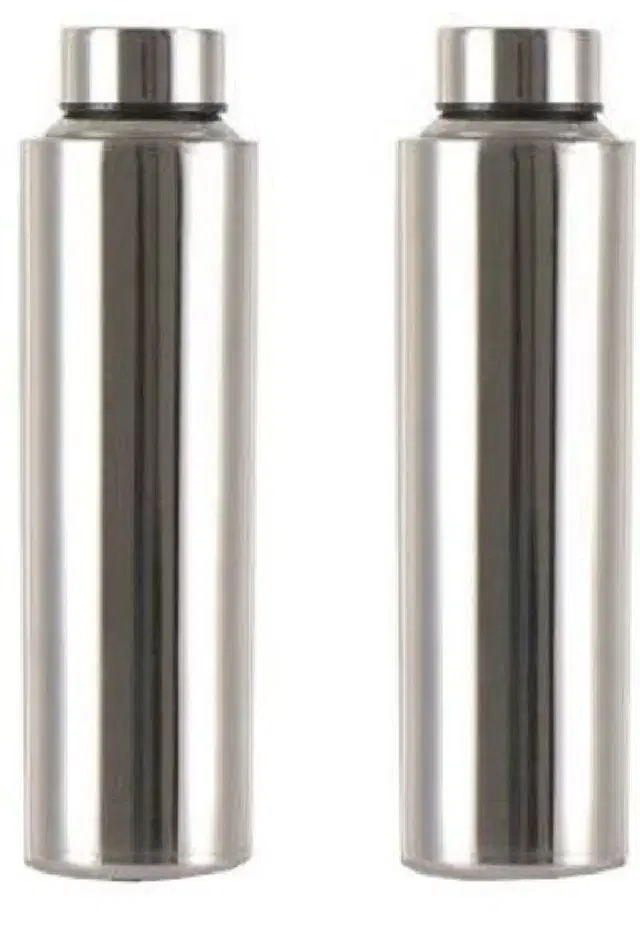Stainless Steel Water Bottle, Silver, 1000 ml, Pack of 2