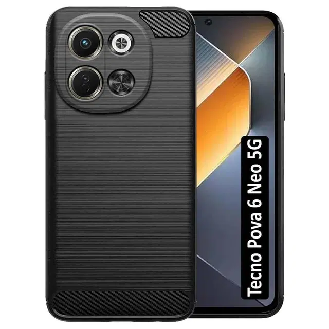 Rubber Mobile Back Cover for Tecno Pova 6 Neo 5G (Black)
