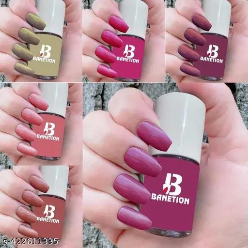 Banetion Matte Nail Polish, Multicolor, Pack of 6