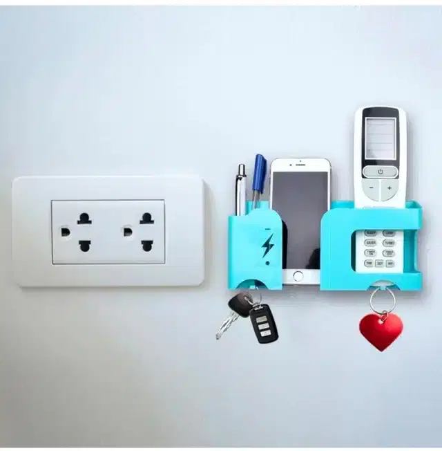 ABS Plastic Wall Mounted Multipurpose Mobile Holder, Blue