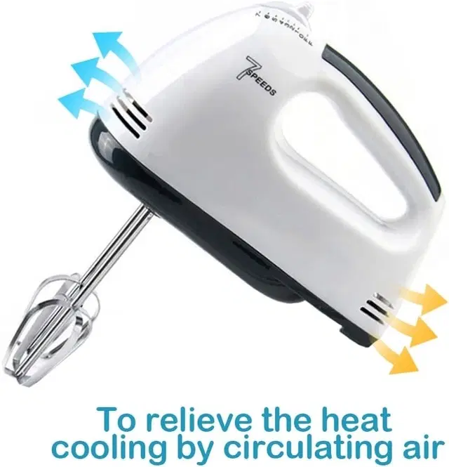 Krenz Electric Hand Mixer With Stainless Steel Attachments, 7 -Speed, Includes; Beaters, Dough Hooks 260 W Hand Blender (White)