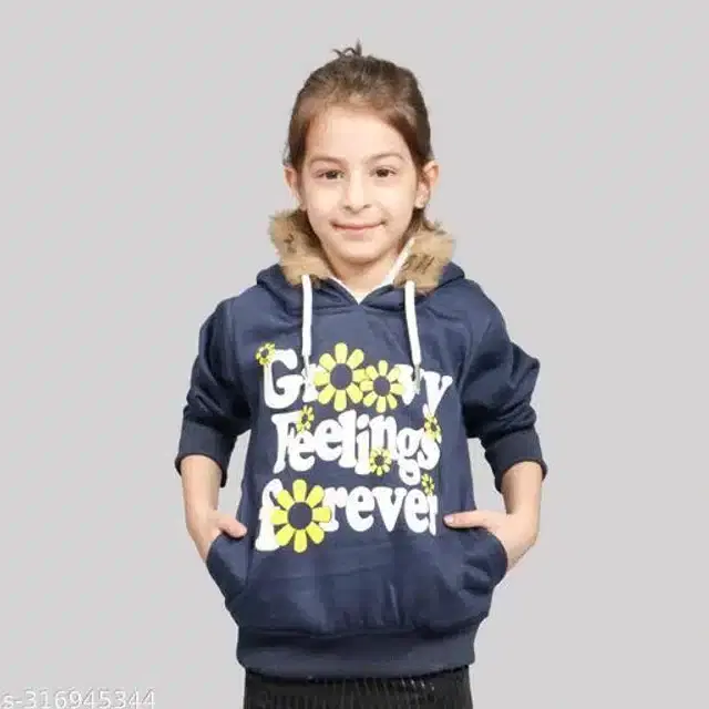 Full Sleeves Hoodies for Girls (Teal, 3-4 Years)