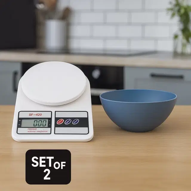 Digital Kitchen Weighing Scale and Mixing Bowl 2200ml Combo
