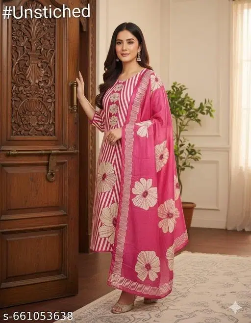 Floral Printed Palazzo Suits for Women (Multicolor, 7.05 meter (4XL)