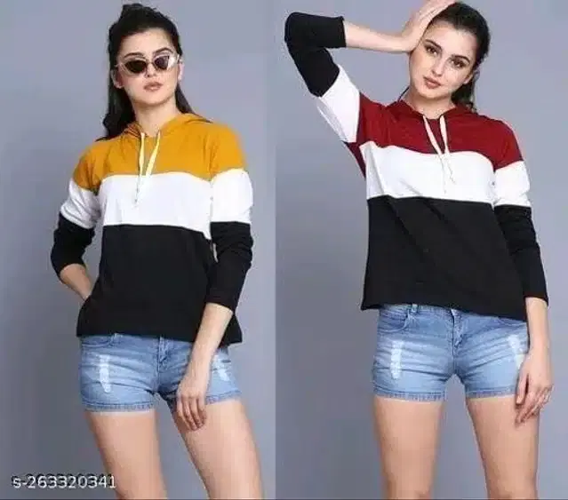 Full Sleeves T-Shirts for Women, Pack of 2 (Multicolor, S)