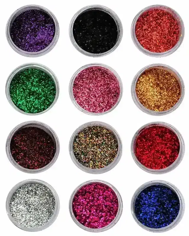 K Kudos Hot Sparkling Nail Art Glitter Powder, Set Of 12, Multicolor
