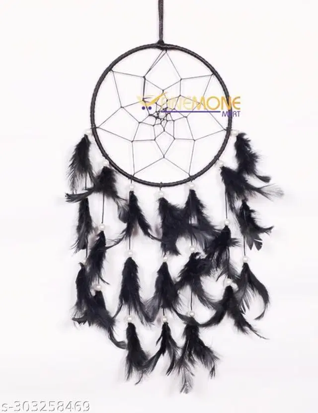 Feather Wall Hanging Dream Catcher, Black