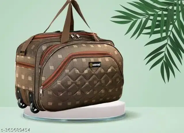 Polyester Trolley Duffel Bag for Men & Women, Brown