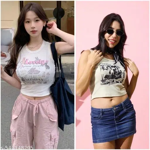 Cotton Blend Top for Women, Black, Pack of 2 (XS)