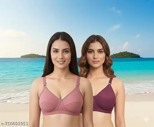 Non Padded Wireless Bra for Women, Pack of 2 (Pink, 40A)
