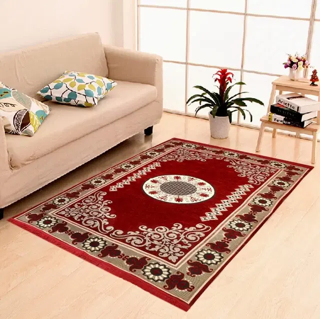 Qaleen Elegant Rug Carpet with a Modern Design (Red & Black)