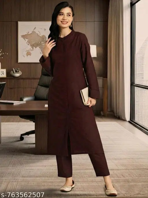 Viscose Silk Solid Kurta With Paint Set for Women, Maroon (XL)