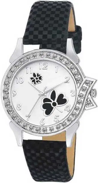 Casual Leather Analog Watch For Women (Black) (MP-70)