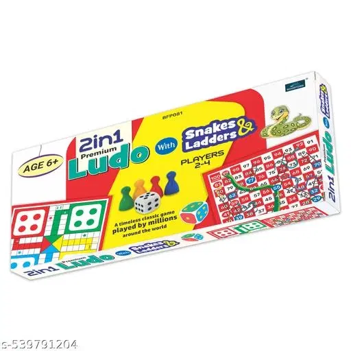 2in1 premium Ludo with Snakes & Ladders | Board Game Set for 6+ Years Kids & Adults | Indoor Ludo Board Game | Travel Strategy Game (Board Size 46 * 46 Cm)