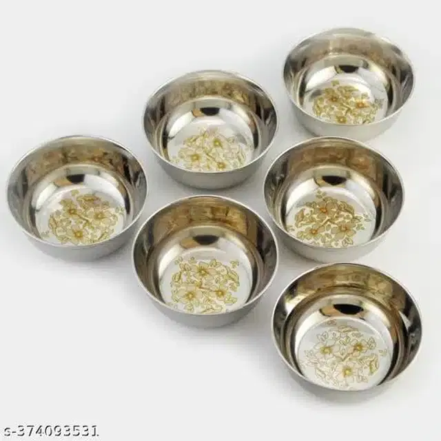 Stainless Steel Bowls, Silver, Pack of 6