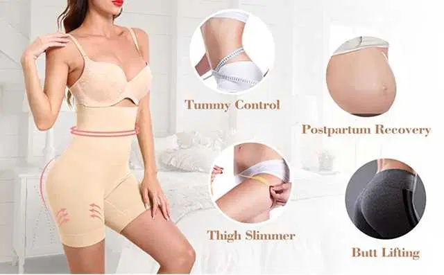 Women’s Cotton Lycra Tummy Control 4-in-1 Blended High Waist Tummy & Thigh Shapewear (S328)