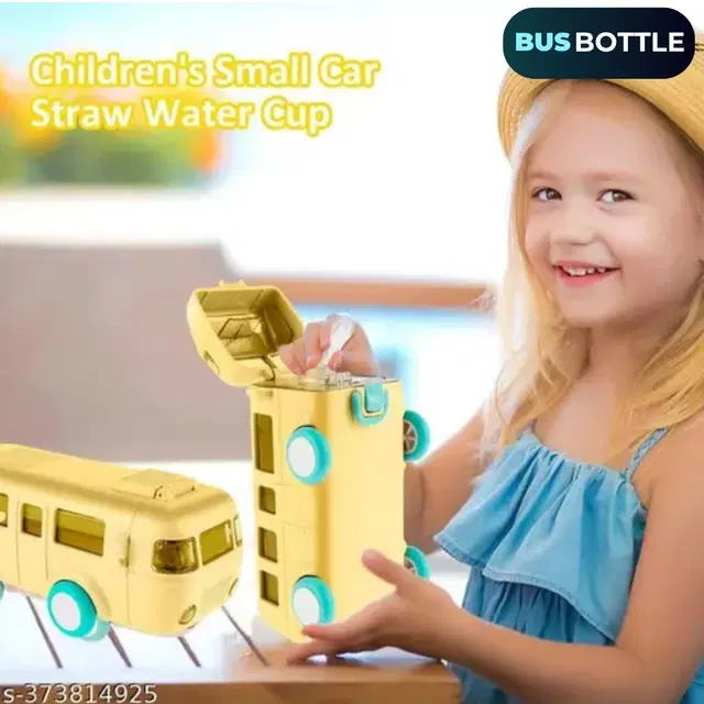Plastic Bus Shape Sipper Bottle for Kids, Multicolor (1000 ml)