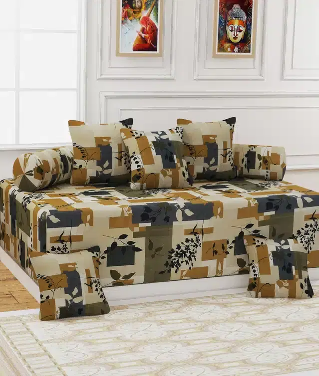 Microfiber Diwan Cover Set, Multicolor, Pack of 8