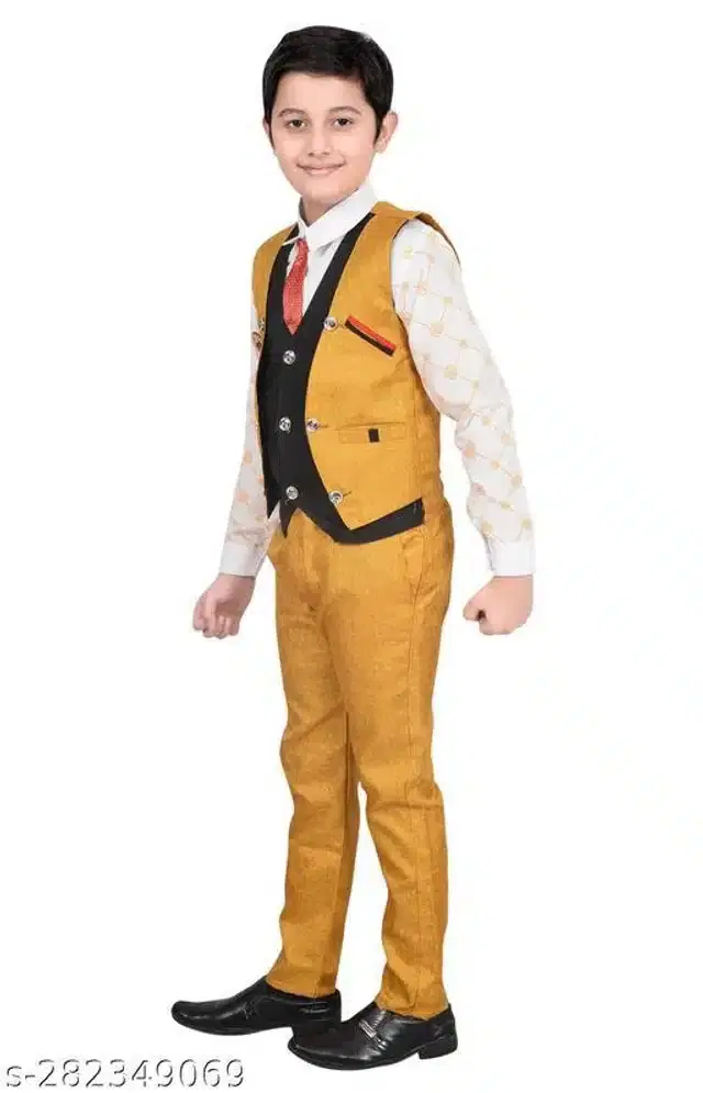 3 Pcs Coat Pant Set for Boys (Multicolor, 2-3 Years)