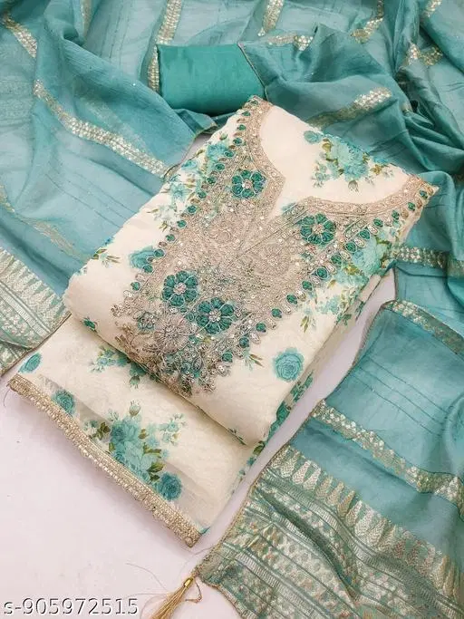 Embroidered Punjabi/All Over Suits Semi-Stitched Suits (6.65 meter for Women (XXL)