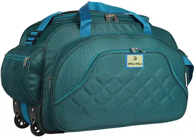 Polyester Traveling Luggage Bag with Wheels, Aqua,60 L