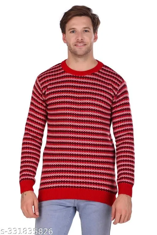 Full Sleeves Sweater for Men (Red, M)