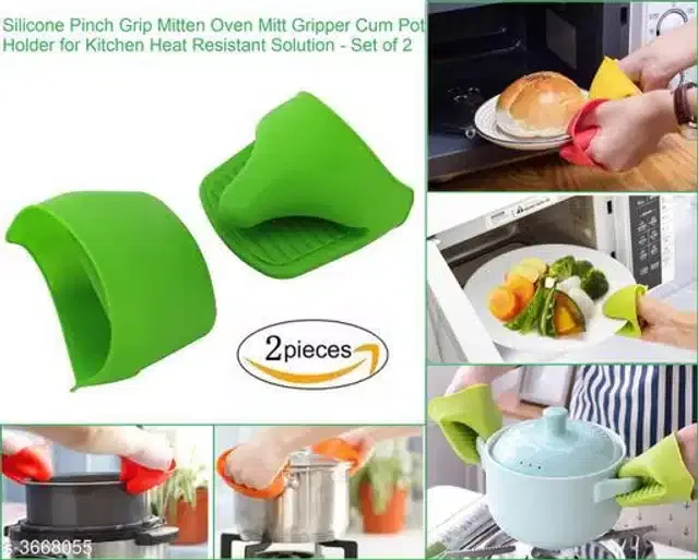 Silicone Heat Proof Oven Mitten, Assorted, Pack of 2