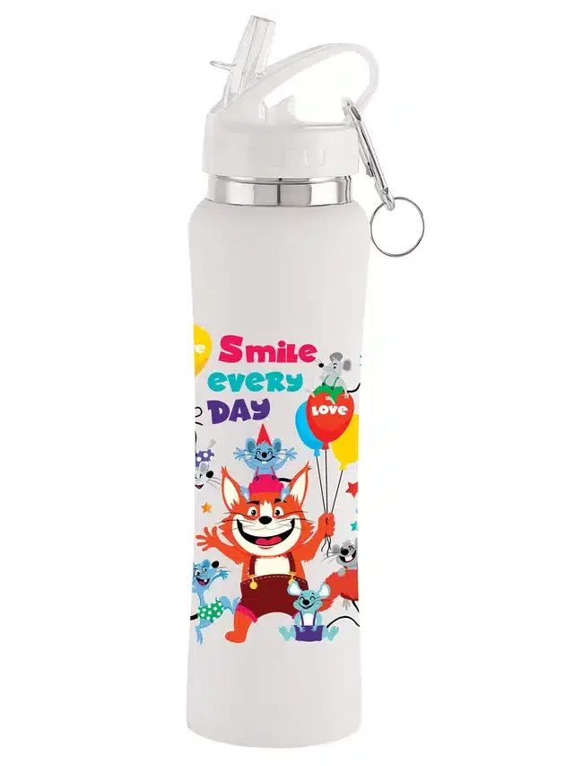 Stainless Steel Sipper Water Bottle, White, 750 ml
