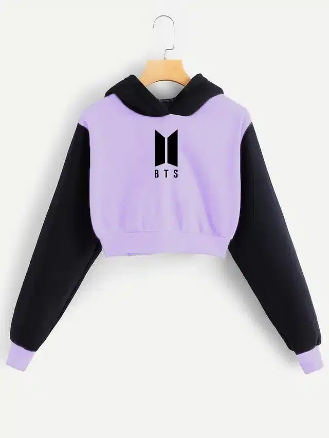 Fleece Full Sleeves Hoodie for Women (Lavender & Black, XS)