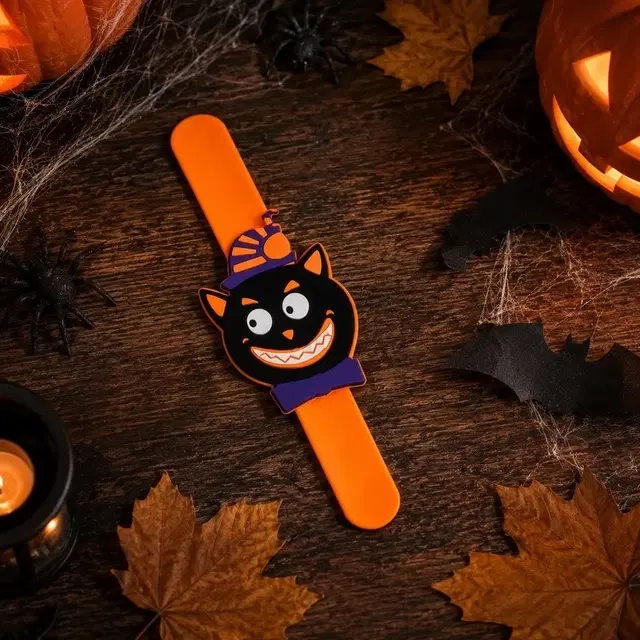 Picfest Black Cat Halloween Slap Bracelet