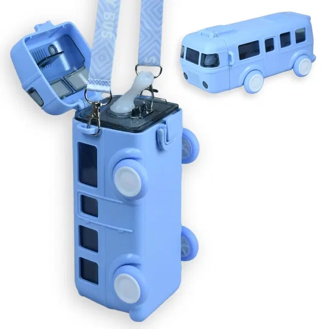 Plastic Bus Shape Sipper Bottle for Kids, Multicolor (1000 ml)