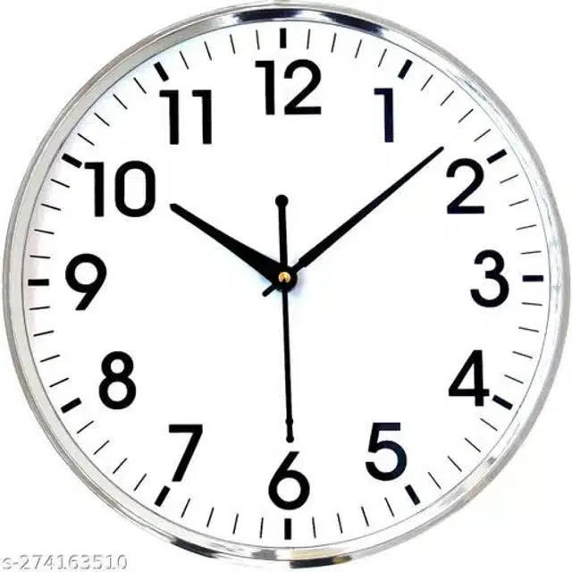 Plastic Analog Wall Clock, White & Black