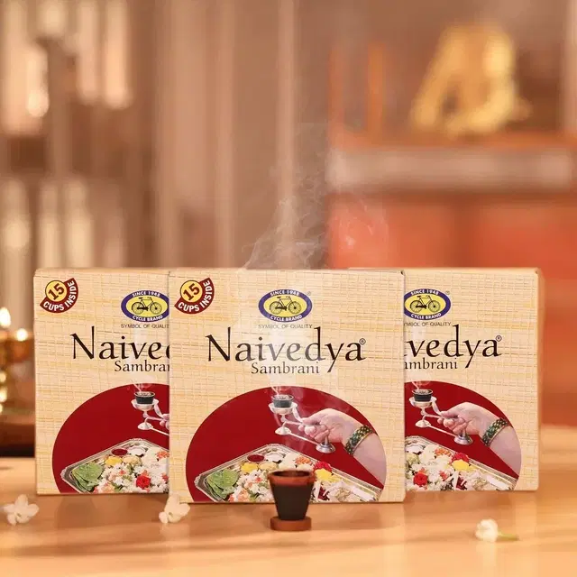 Cycle Pure Naivedya Sambrani Dhoop Cups For Pooja 3x15 Pc (Pack Of 3)