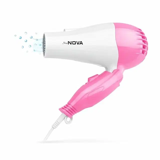 1000 Watts Foldable Hair Dryer, Pink & White