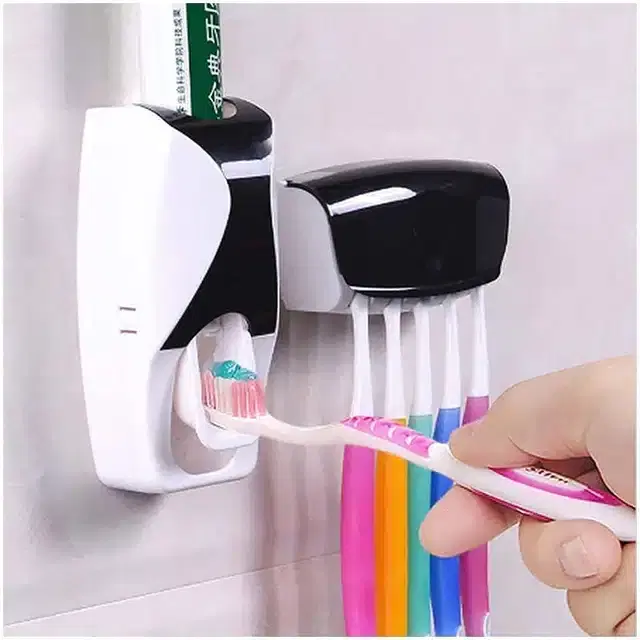 Toothpaste Dispenser with Toothbrush Holder, Multicolor