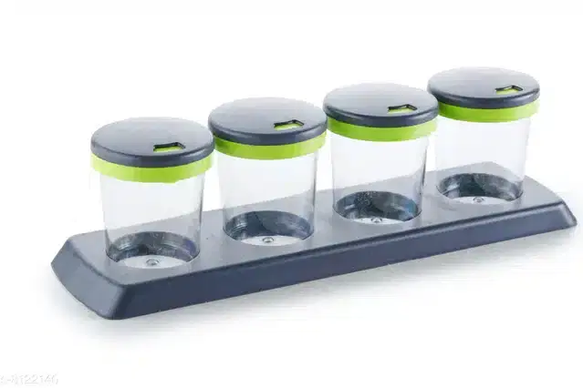 Spice Jar with Stand, Set of 4, Green