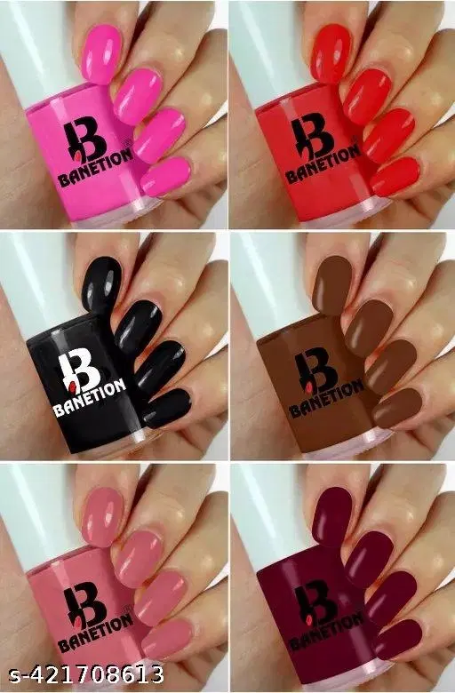 Banetion Matte Nail Polish, Multicolor, Pack of 6