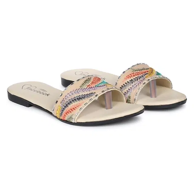 Zakozee Flats for Women, Cream (4)