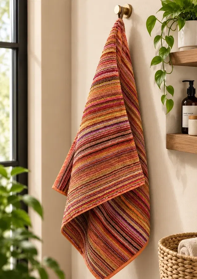 SimpleHome Pin Stripes Bath Towel 70x140cm 450gsm 100%Cotton Red