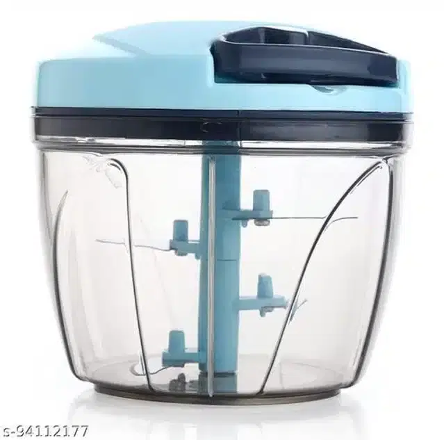 Plastic Manual Chopper, Sky Blue & Black, 950 ml
