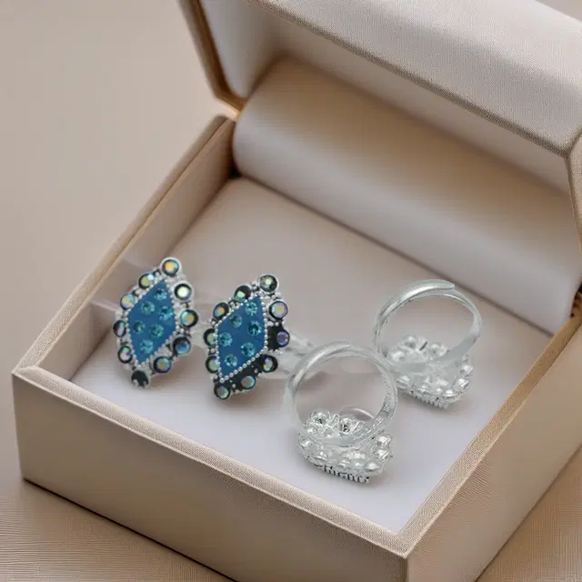 Silver Plated 4 Pcs Toe Rings for Women, Multicolor (Set of 2)