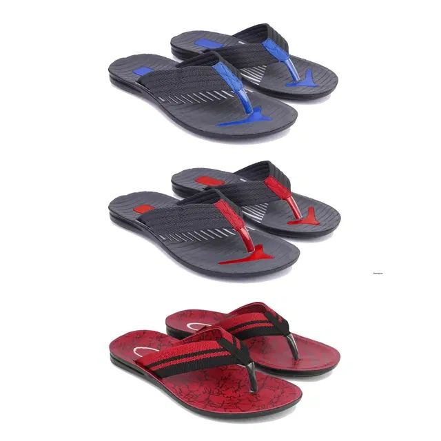 Combo of Flipflops for Men, Set of 3 (Multicolor, 7)