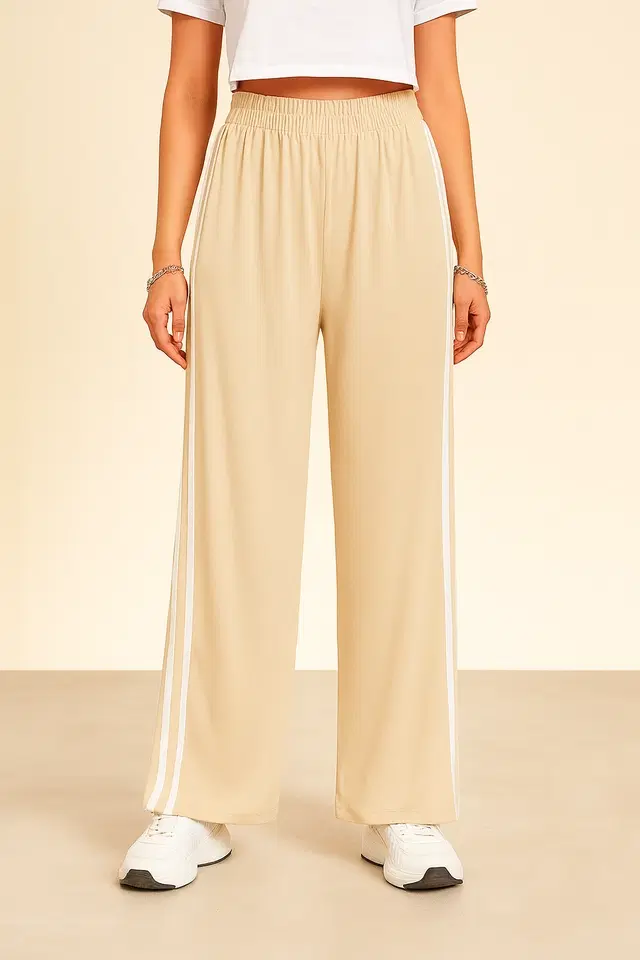 Poly Twill Straight Trouser / Pant for Women, Beige (M)