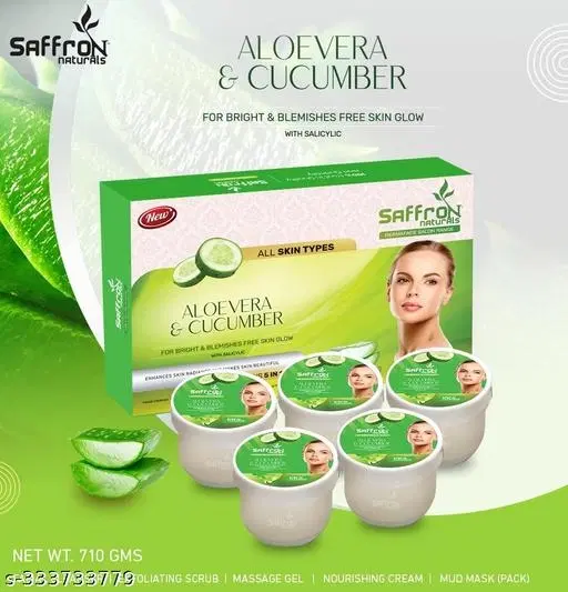 Saffron Aloe Vera & Cucumber Facial Kit, 710 g