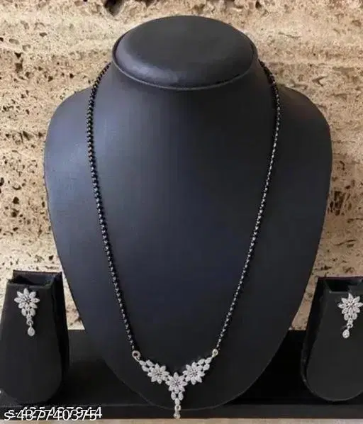 White Mangalsutra Set for Women (18 inch, Free Size)