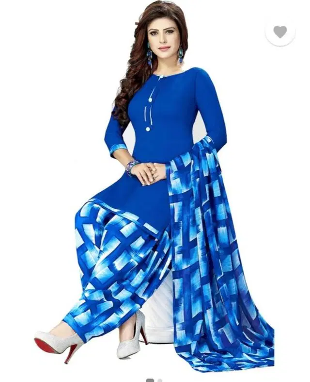 Yashika Unstitched Crepe Salwar Suit Material (Blue) (Y-381)