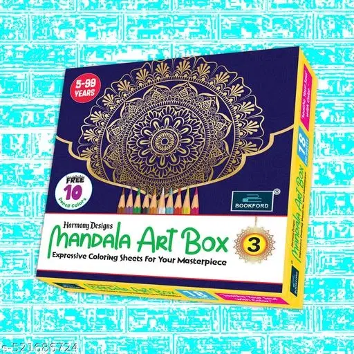 Harmony Design Mandala Art Boxx Part 3 – Experience the joyy of coloring with 18 mystic mandala designs and 10 vibrant pencils to bring your art to life!