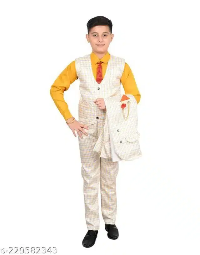5 Pcs Coat Pant Set for Boys (Multicolor, 6-7 Years)