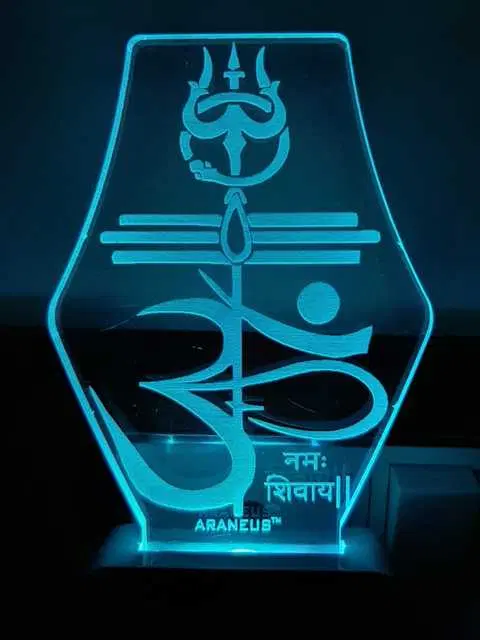 Unicept Om Namah Shivaay LED 3D Illusion 7 Color Changing Night Lamp, Multicolor, NE-67