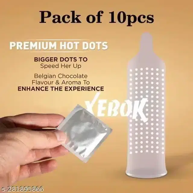 Xebok Strawberry Flavoured Dotted Condoms, Pack of 10